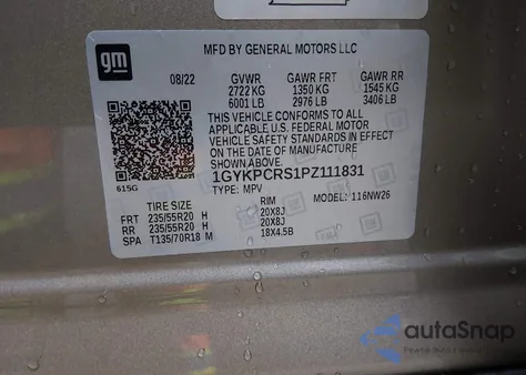 2023 Cadillac Xt6 Fwd Premium Luxury z USA, uszkodzony, nr VIN 1GYKPCRS1PZ111831